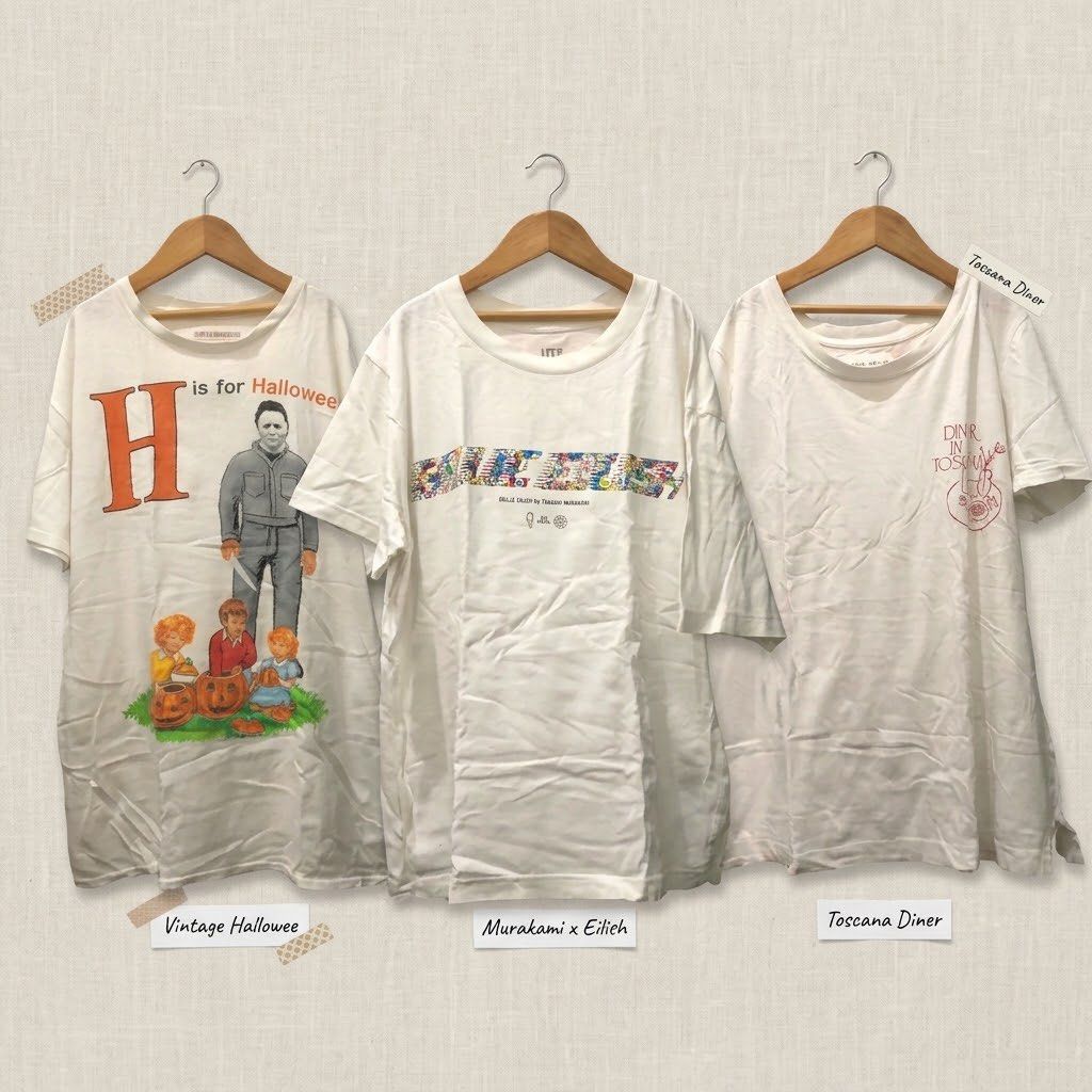 Three Graphic T-Shirts-Bundle of 3 (Category: Shirts) located in Cavite. Submitted by rareclothing.ph (Listing ID 1466730924, Image 1). Description: 𝖳𝗁𝗋𝖾𝖾 𝖦𝗋𝖺𝗉𝗁𝗂𝖼 𝖳-𝖲𝗁𝗂𝗋𝗍𝗌 -𝖠𝗅𝗅 𝗍𝗁𝗋𝖾𝖾 𝖺𝗋𝖾 𝖼𝗈𝗆𝖿𝗈𝗋𝗍𝖺𝖻𝗅𝖾 𝗐𝗁𝗂𝗍𝖾 𝖼𝗈𝗍𝗍𝗈𝗇 𝗍𝖾𝖾𝗌 -𝖲𝗂𝗓𝖾: 𝖬𝖾𝖽𝗂𝗎𝗆 -𝖯𝗋𝗂𝗓𝖾: ₱60.00 𝗌𝖾𝗍 𝖻𝗎𝗇𝖽𝗅𝖾 .