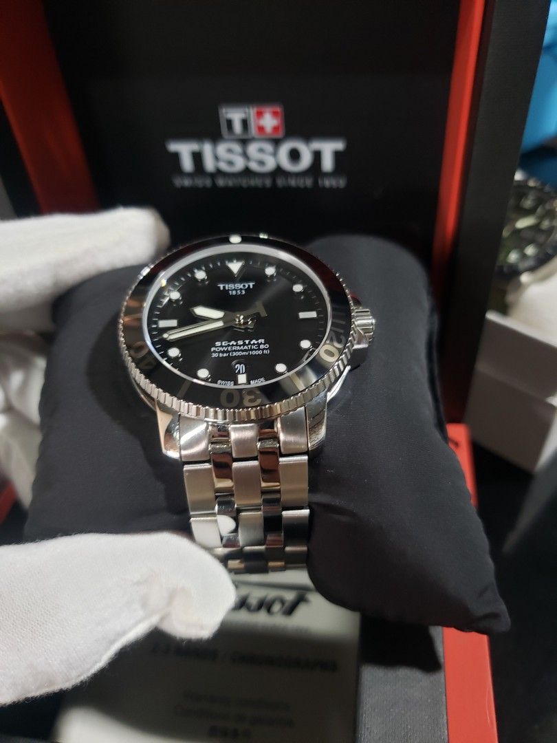 Tissot Seastar Powermatic 80 (Category: Men's Watches) located in Manila. Submitted by aziraag (Listing ID 1464849576, Image 1). Description: Tissot Seastar Powermatic 80 (Pre-Owned) Swiss Made 🇨🇭 Ref. # T120.407.11.051.00 Mall Price : 60,100 My Price : 29,980 only! 43mm size Ceramic Bezel Sapphire crystal Up To 80 Hours Power Reserve 9.5/10 Cosmetics Complete Full Set Box, hangtag, extralinks, manual and warranty card Authenticity guaranteed. 