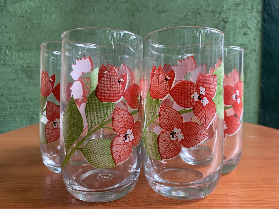 Tulip 6-Pc Decorative Glassware Set (Category: Dinnerware & Cutlery) located in Antipolo. Submitted by rex.dn (Listing ID 1466674559, Image 3). Description: Tulip 6-piece decorative glass tumbler set. RFS: Decluttering • Complete 6 pcs • Never used • Made in Indonesia • No chips/cracks/damage observed • Decorative floral design • Original Tulip box included.
