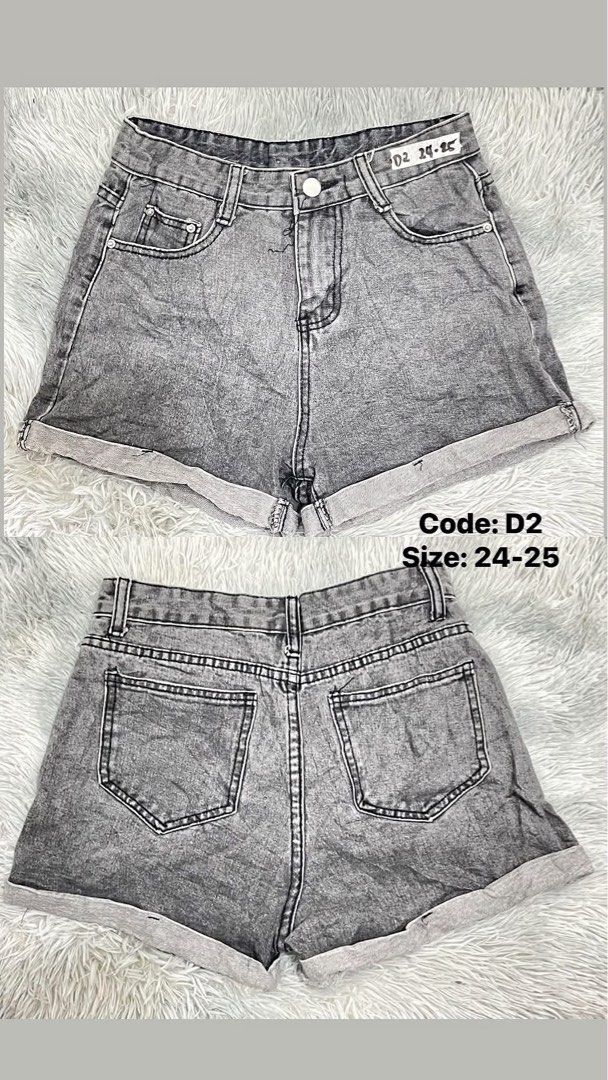 Ukay Denim Shorts Assorted 50 pesos each (Category: Shorts) located in Manila. Submitted by jomeri (Listing ID 1466726959, Image 2). Description: - Variety of trendy denim shorts available for only 50 pesos each! - Sizes ranging from 24-25 up to 28-29 - Features include cuffed hems, washed finishes, and front pocket styles - Available codes: D1, D2, D3, D5, D8 - Please check the photos for exact wash and pocket details - Send a message with your 