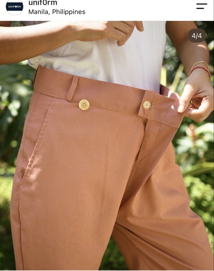 Unif0rm coral pants XS (Category: Other Bottoms) located in Quezon City. Submitted by tan__k (Listing ID 1466589867, Image 3). Description: Size xs color pomelo No-zip, and easy to wear .