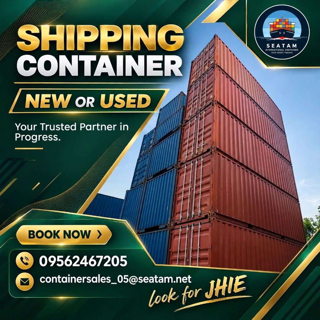 USED SHIPPING CONTAINER (Category: Construction Tools & Equipment) located in Caloocan City. Submitted by seatam_jhie (Listing ID 1466581557, Image 1). Description: CONTAINER VAN FOR SALE!! 20FT STANDARD CLASS B 40FT STANDARD CLASS B 40 HIGH CUBE CLASS B 20FT REEFER.