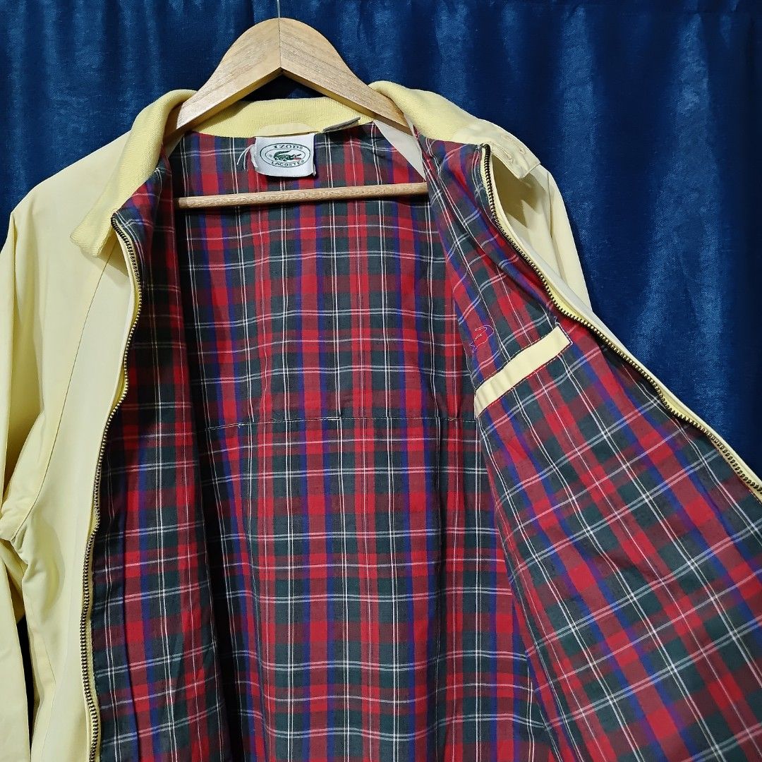 VINTAGE LACOSTE X IZOD HARRINGTON JACKET (Category: Coats, Jackets and Outerwear) located in Makati City. Submitted by upcycled.closeth (Listing ID 1466616726, Image 3). Description: - Authentic Vintage Lacoste product - Light yellow / long sleeve harrington - Size: Large (men's) - Like new - Authentic - flaws: no flaws - Excellent condition - Need wash, fresh from bale - Features design of Lacoste collaboration with Izod Harrington - Material: 1