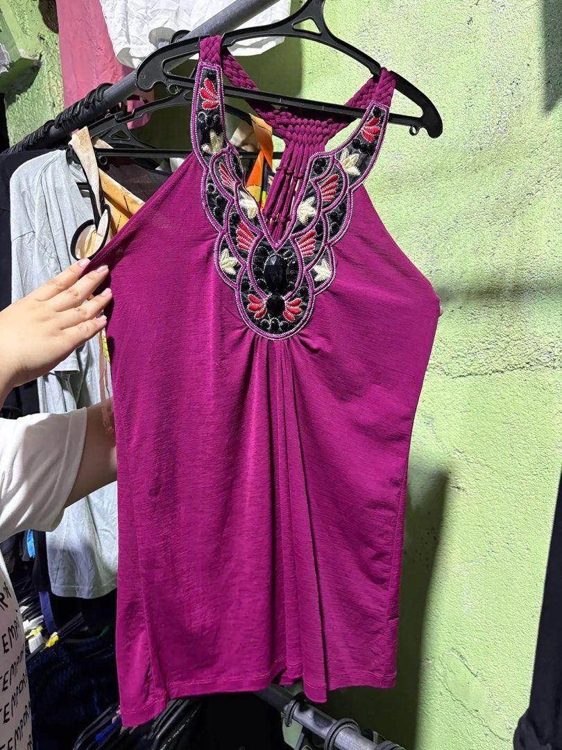 Vintage Magenta Beaded Halter Top (Category: Sleeveless) located in Baliuag. Submitted by from.linea (Listing ID 1466617425, Image 1). Description: Size: M-XL.
