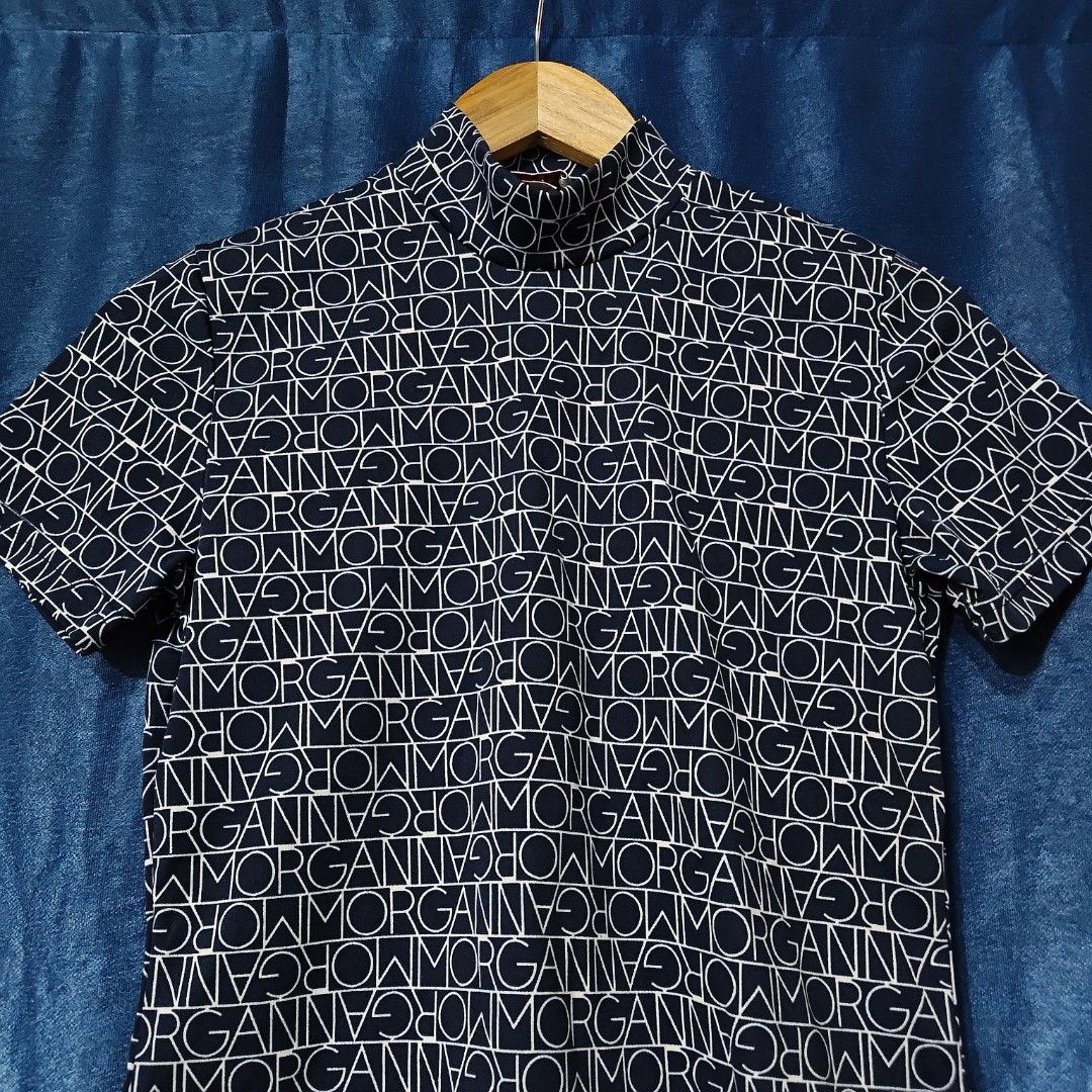 VINTAGE MORGAN DETOI AOP TOPS (Category: Others Tops) located in Makati City. Submitted by upcycled.closeth (Listing ID 1466588641, Image 2). Description: - Authentic Morgan detoi product - Navy blue & White, short-sleeved - Size: Small (women's) - Like new - Authentic - flaws: no flaws - Excellent condition - Need wash, fresh from bale - Features design of Morgan detoi all over print tops - Material: 100% nylon !!STILL NEGOTIABLE!!.