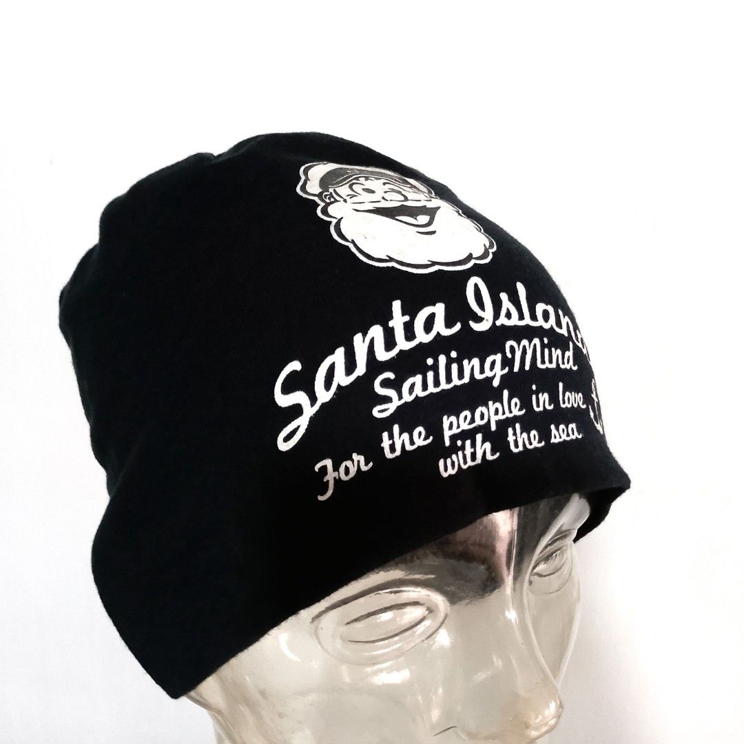 Vintage Original Captain Santa Beanie Hat (Category: Caps & Hats) located in Tuguegarao City. Submitted by thriftedtreasures101.1 (Listing ID 1466639681, Image 3). Description: Nostalgic 1980s - 1990s retro Japanese streetwear. The brand is famous for its marine-themed casual wear and iconic bearded sailor mascot. The hat prominently displays its signature slogans: "Santa Island - Sailing Mind" and "For the people in love with the sea." Made in J