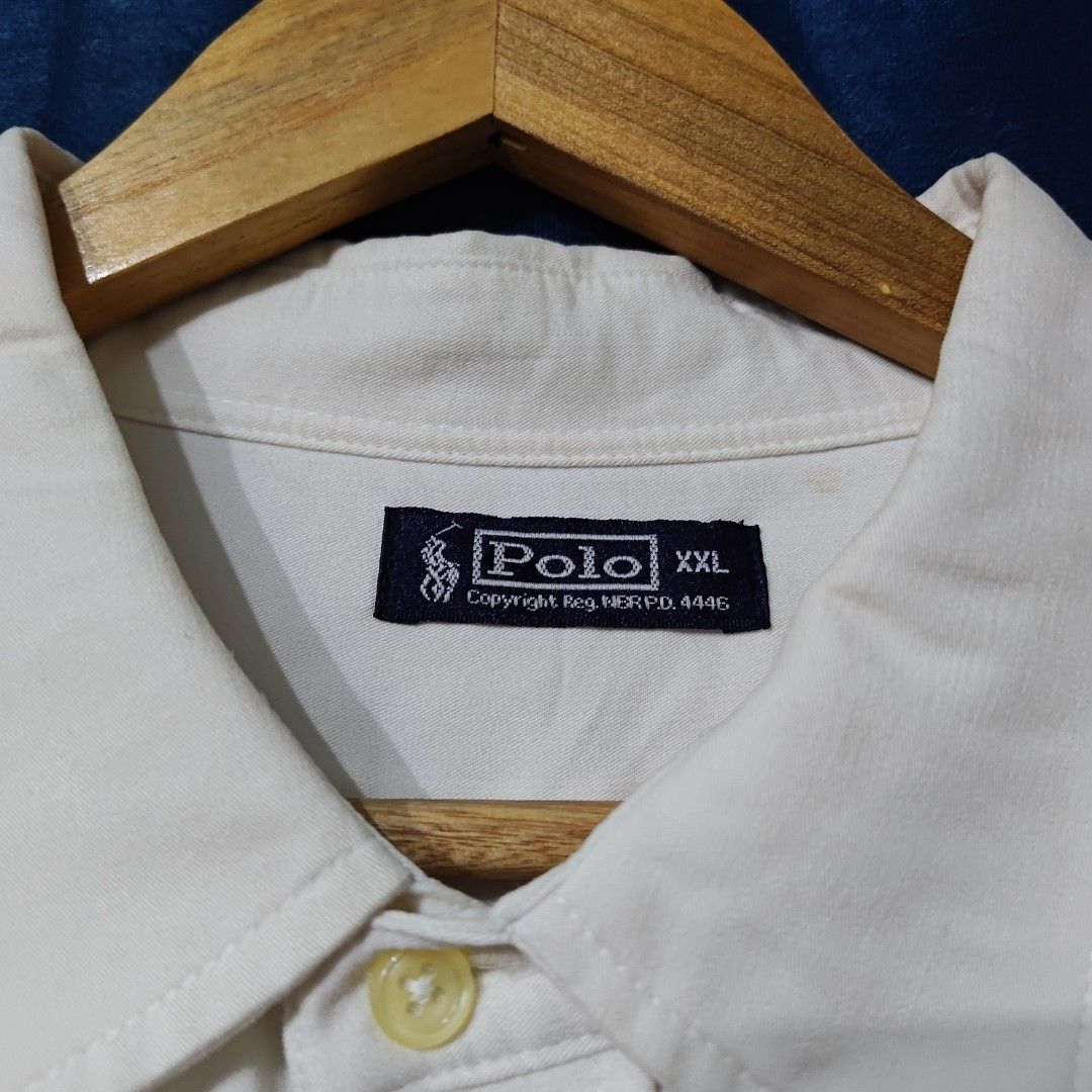 VINTAGE POLO RALPH LAUREN BUTTON DOWN LONGSLEEVE (Category: Tshirts & Polo Shirts ) located in Makati City. Submitted by upcycled.closeth (Listing ID 1466594657, Image 3). Description: - Authentic Vintage Ralph Lauren product - White, Long sleeved - Size: 2X-Large (men's) - Like new - Authentic - flaws: no flaws - Excellent condition - Need wash, fresh from bale - Features design of Ralph Lauren button down longsleeve basic logo - Material: 100% 