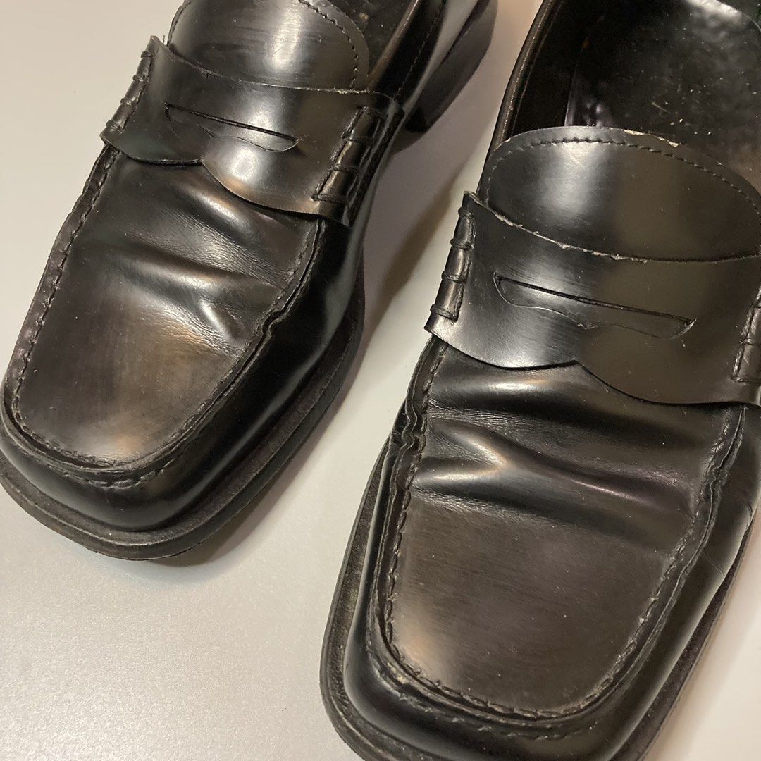 Vintage Prada Square Toe Penny Loafers (Category: Sneakers & Footwear) located in Malaybalay. Submitted by spl3ndd_artifacts (Listing ID 1466773453, Image 3). Description: Size 7 on tag but can fit 8US.