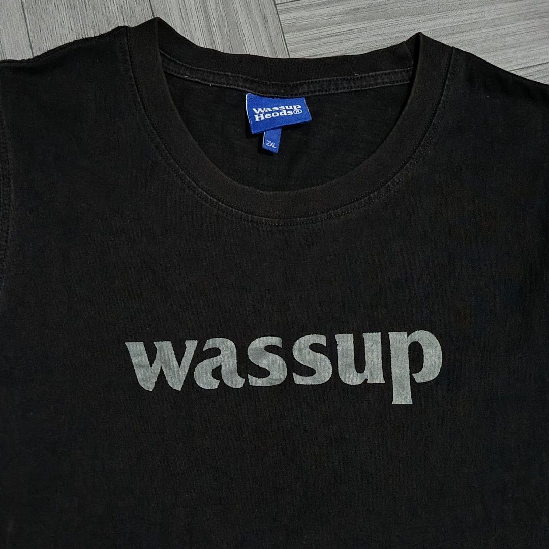 Wassup Heods Tank Top (Category: Activewear) located in Bay. Submitted by ndrwthrift (Listing ID 1466764195, Image 2). Description: Wassup Heods Tank Top Condition - 9/10 Size - XXL Dimes - L 28" W 23" Color Rate - 8.5/10 Issue - Slight logo print cracks *meet up or shipping via lalamove (buyer's expense) *can ship nationwide via j&t.