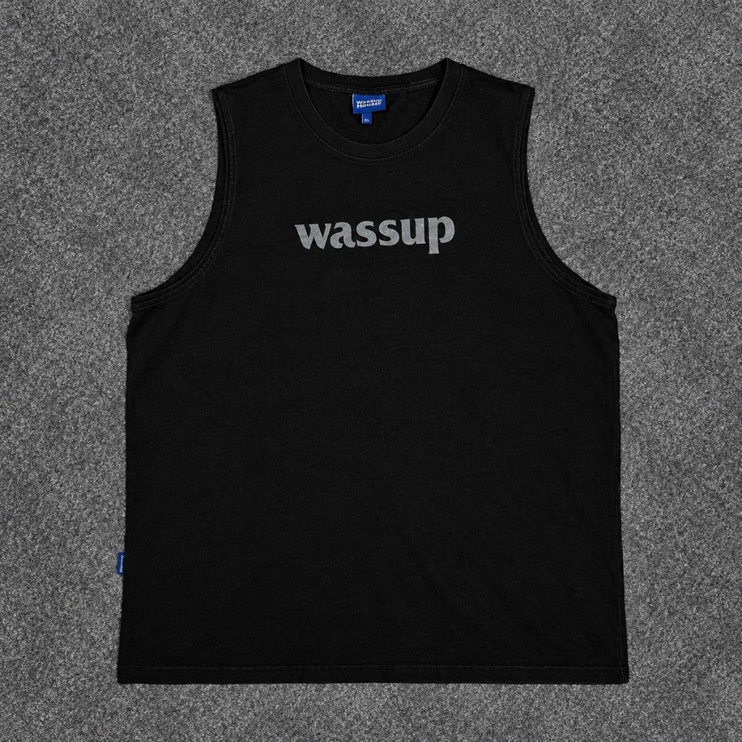 Wassup Heods Tank Top (Category: Activewear) located in Bay. Submitted by ndrwthrift (Listing ID 1466764195, Image 1). Description: Wassup Heods Tank Top Condition - 9/10 Size - XXL Dimes - L 28" W 23" Color Rate - 8.5/10 Issue - Slight logo print cracks *meet up or shipping via lalamove (buyer's expense) *can ship nationwide via j&t.