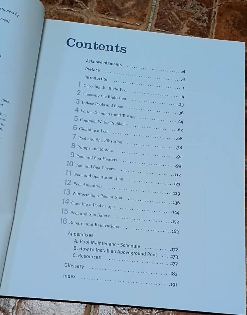 What Color Is Your Swimming Pool? 3rd Edition (Category: Textbooks) located in Quezon City. Submitted by dancatz (Listing ID 1466630951, Image 2). Description: □ P 300.00 - Title: Pool & Spa Maintenance Guide - Author: Alan E. Sanderfoot - Edition: Third revised and updated edition - Topics: Water chemistry, filtration, heating, cleaning, and safety - Format: Illustrated with diagrams and practical advice - Perfect for: Homeowners managing their 