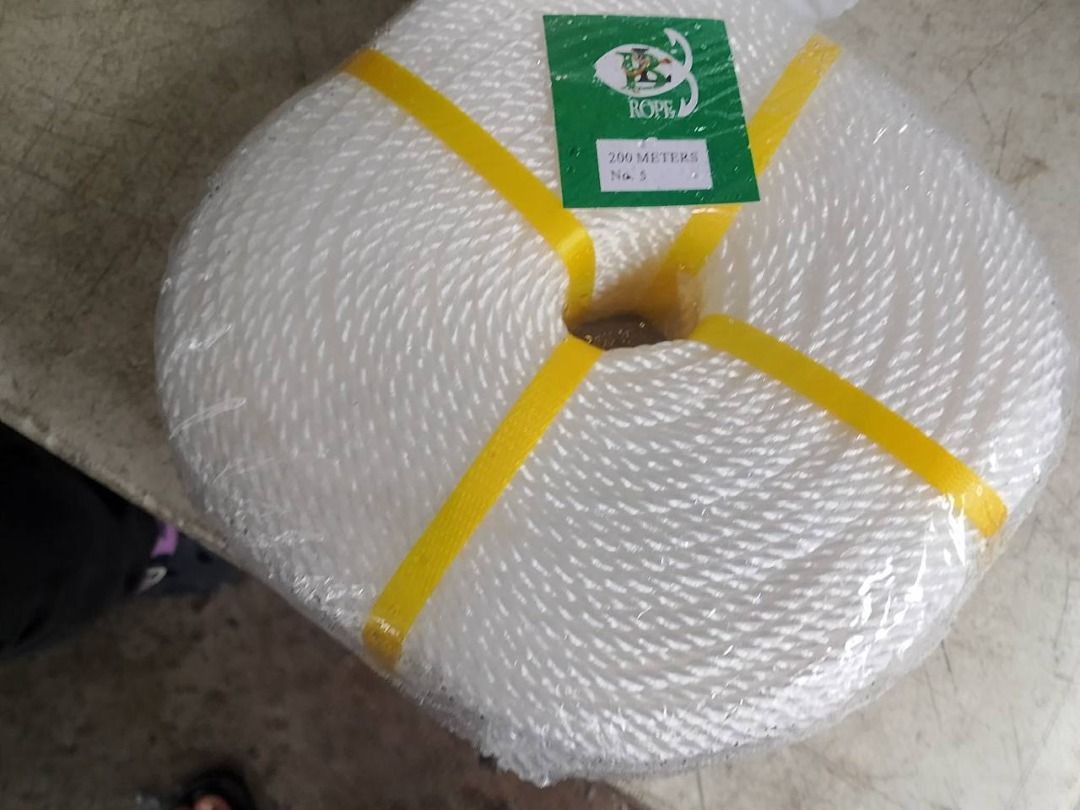 White Nylon rope Specs: 5mm x 200 mts (Category: Home Improvement Tools & Accessories) located in Manila. Submitted by 09171479278_elsie. (Listing ID 1466574027, Image 2). Description: White Nylon rope Specs: 5mm x 200 mts.