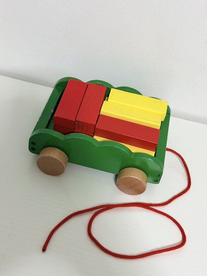 Wooden Pull Toy With Blocks (Category: Educational & Learning Toys) located in Quezon City. Submitted by treasures.delight (Listing ID 1466576836, Image 2). Description: pull toy with free blocks preloved • good condition • with free blocks price: ₱100 * This vibrant wooden block pull cart promotes gross motor development and stability as toddlers practice walking and navigating while pulling the cart along. It also boosts early cognitive and fin