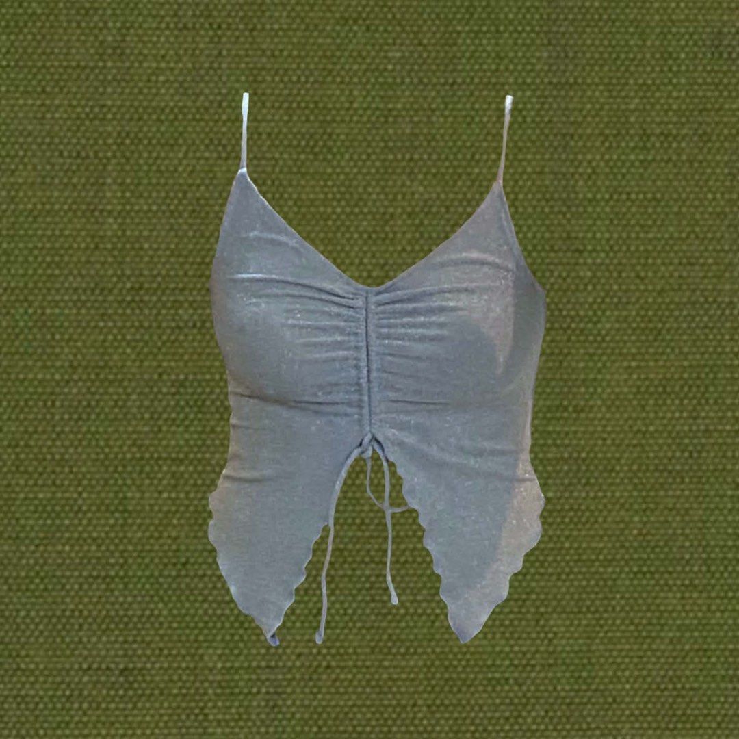 Y2K glittery baby blue top (Category: Sleeveless) located in Manila. Submitted by sugarcane888 (Listing ID 1466703908, Image 1). Description: ⭐️ H&M - Glittery baby blue top 📌 Fits XS - S 📌 In good condition.