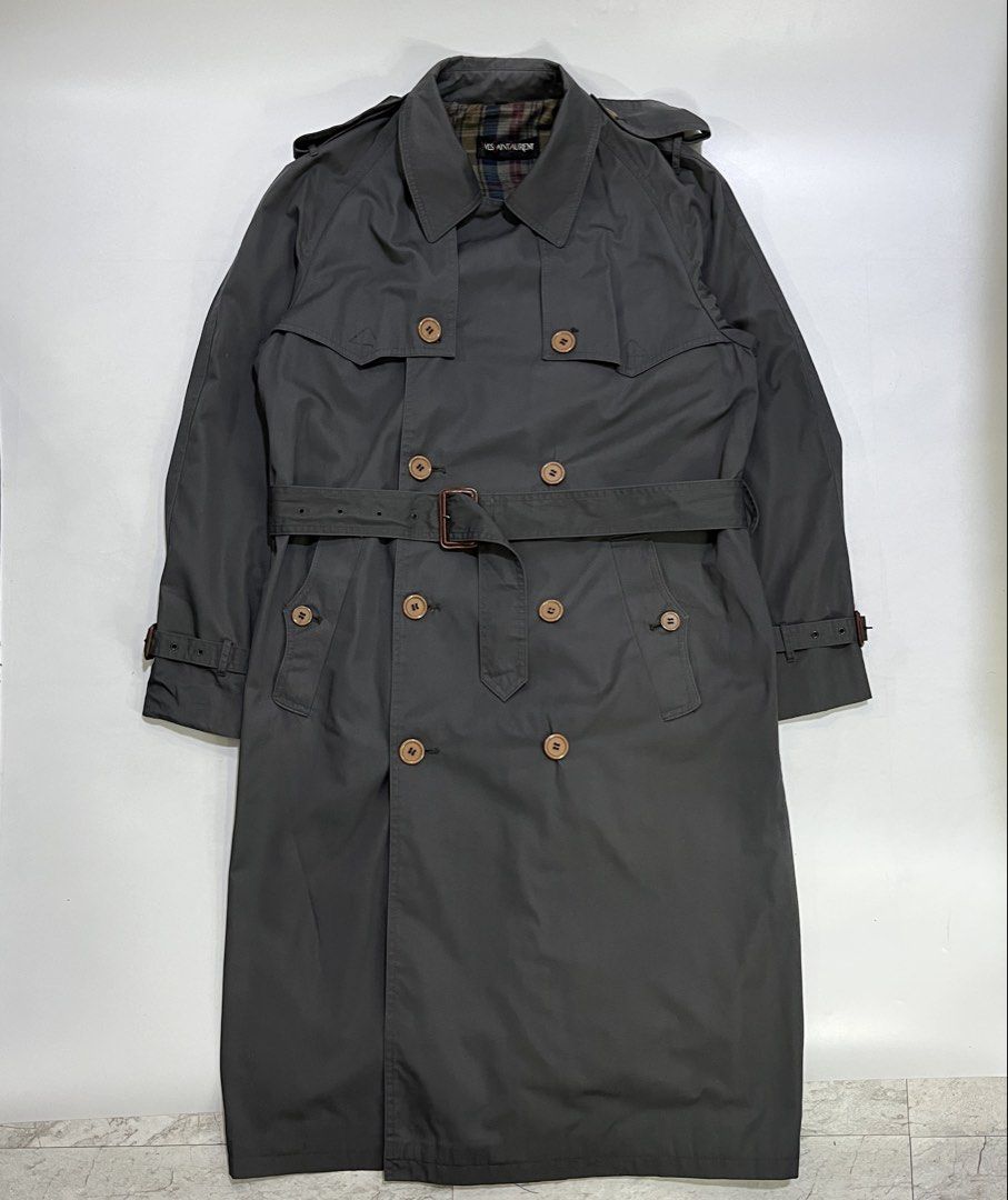 YVES SAINT LAURENT TRENCH COAT (Category: Luxury Apparel) located in Bacolod City. Submitted by the.finest (Listing ID 1466717078, Image 1). Description: Yves Saint Laurent Trench Coat - Plaid Lining Size: Large to XL Width: 22 Length: 45 Condition: 9/10 7,000+shipping fee.