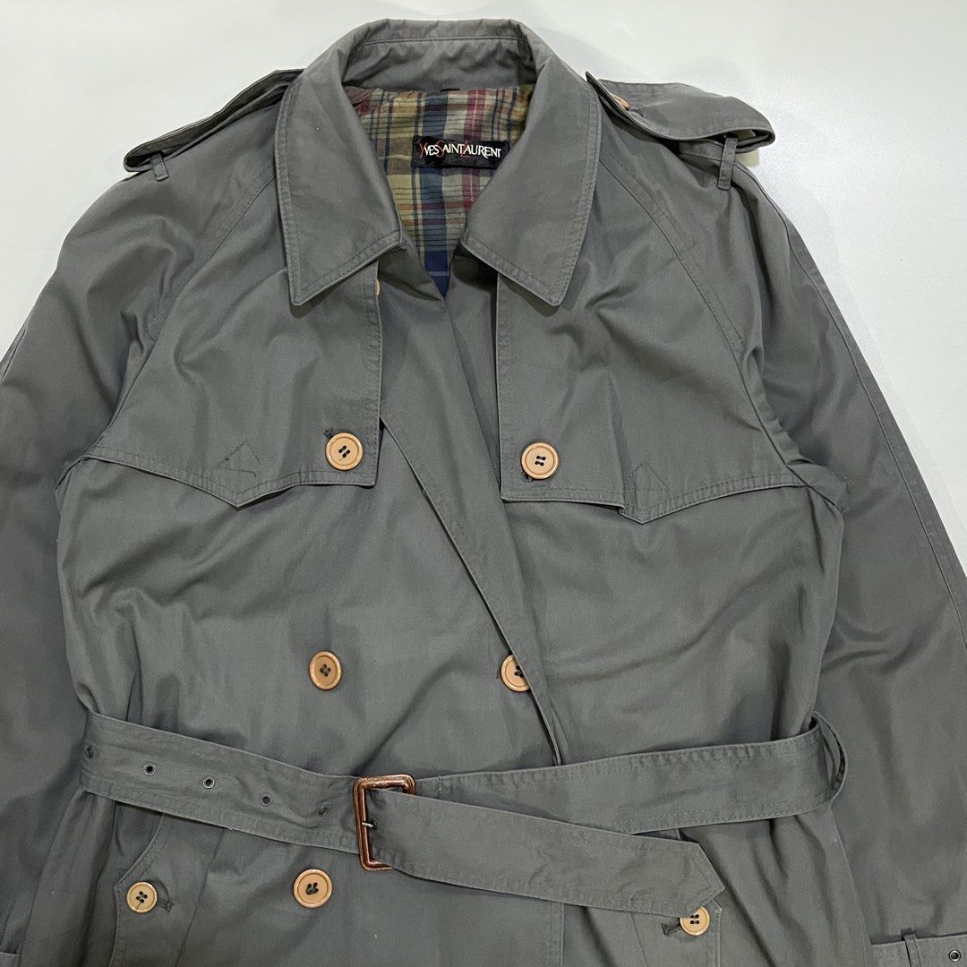YVES SAINT LAURENT TRENCH COAT (Category: Luxury Apparel) located in Bacolod City. Submitted by the.finest (Listing ID 1466717078, Image 3). Description: Yves Saint Laurent Trench Coat - Plaid Lining Size: Large to XL Width: 22 Length: 45 Condition: 9/10 7,000+shipping fee.