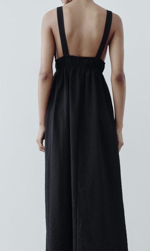 Zara Black Maxi Dress Size S (Category: Dresses) located in Balayan. Submitted by authenticfindsbymrb (Listing ID 1466700268, Image 2). Description: - Brand: Zara black maxi dress - Size: S - Design: V-neckline with decorative bead details on shoulder straps and a deep scoop back - Fit: Smocked elastic waist for a flattering fit and flare silhouette - Fabric: Flowy and lightweight, ideal for casual days or evening outings - Origin: Made in Cambod