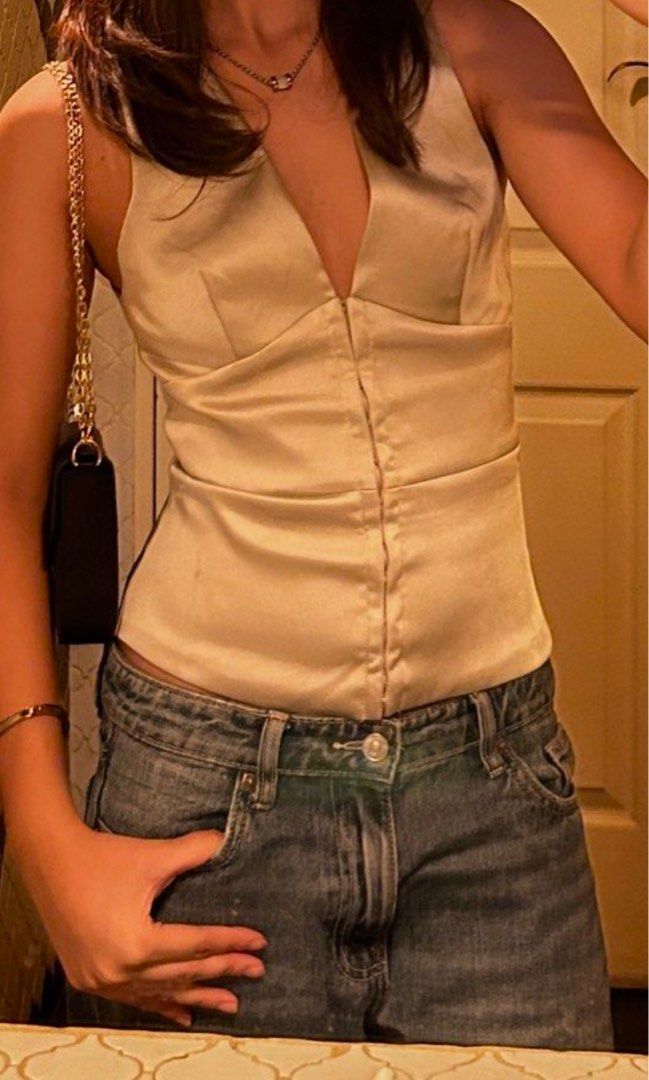 Zara Champagne satin top (Category: Others Tops) located in Manila. Submitted by user778899 (Listing ID 1460967635, Image 2). Description: .