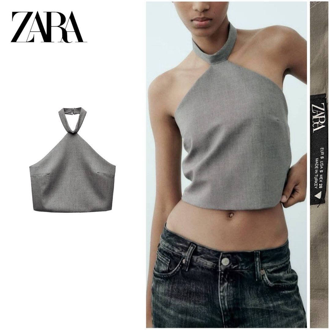 ZARA Gray Halter Top (Category: Sleeveless) located in Pasig City. Submitted by dezleemarquez (Listing ID 1466658351, Image 1). Description: ZARA Gray Halter Top.