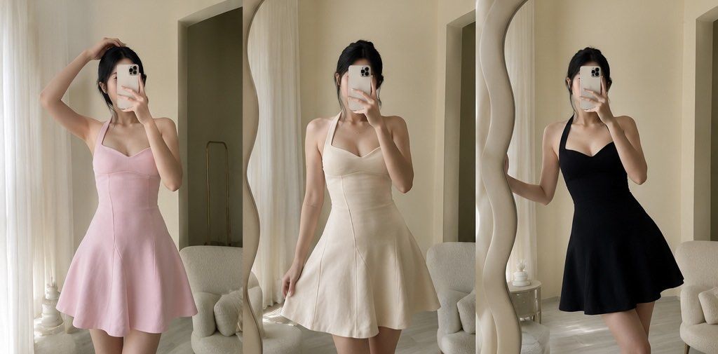 Zara Interlock Halter Dress (Category: Dresses) located in Makati City. Submitted by herloqxury (Listing ID 1466697476, Image 2). Description: - Style: halter neck dress with a sweetheart neckline and flared skirt - Design: Front seam details to accentuate the waist, with thick neck straps and a back closure - Colors Available: Black, Baby Pink, Cream - Fit: True to size with a super flattering cut - Occasion: Versatile for casual outings, dates,