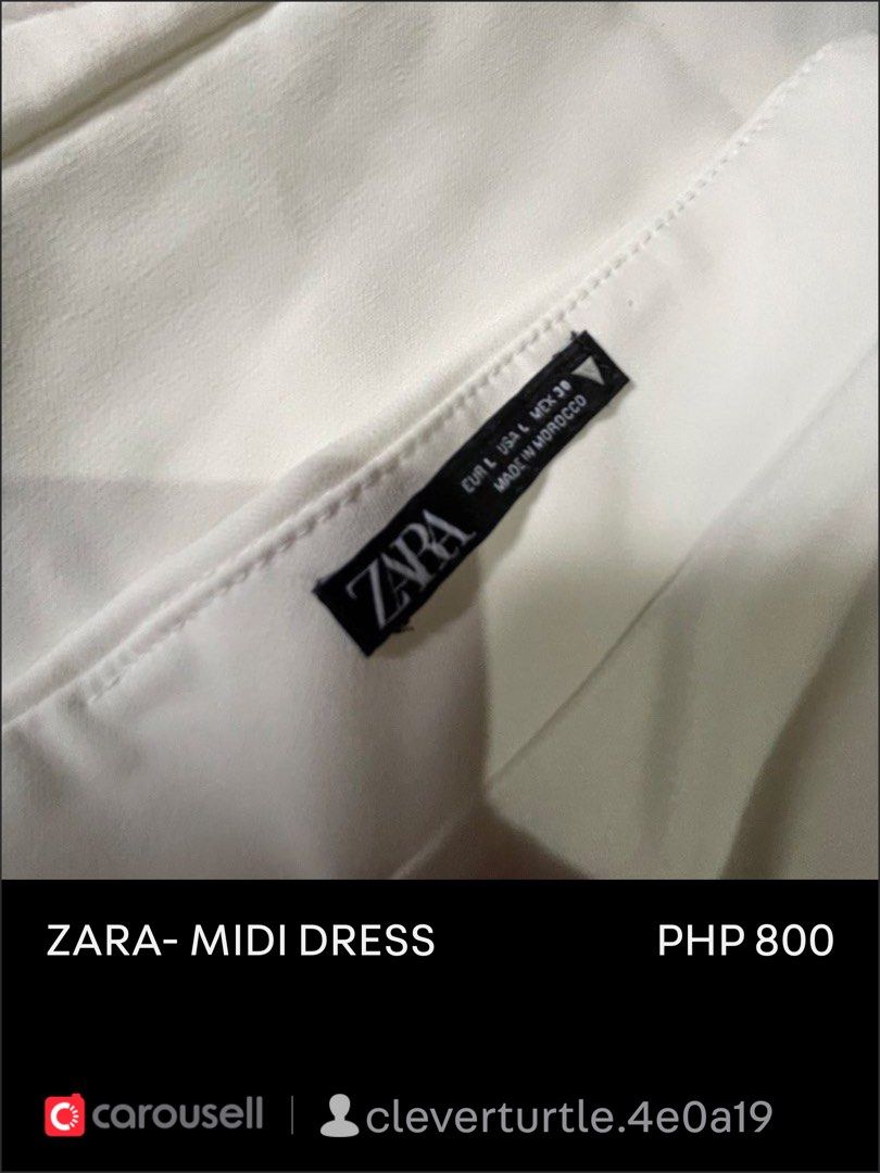 ZARA- MIDI DRESS (Category: Dresses) located in Manila. Submitted by cleverturtle.4e0a19 (Listing ID 1466686923, Image 2). Description: ZARA- MIDI DRESS (original) - used only once - original zara - bought it for 1k+ (on sale nabili) 📍Marikina.