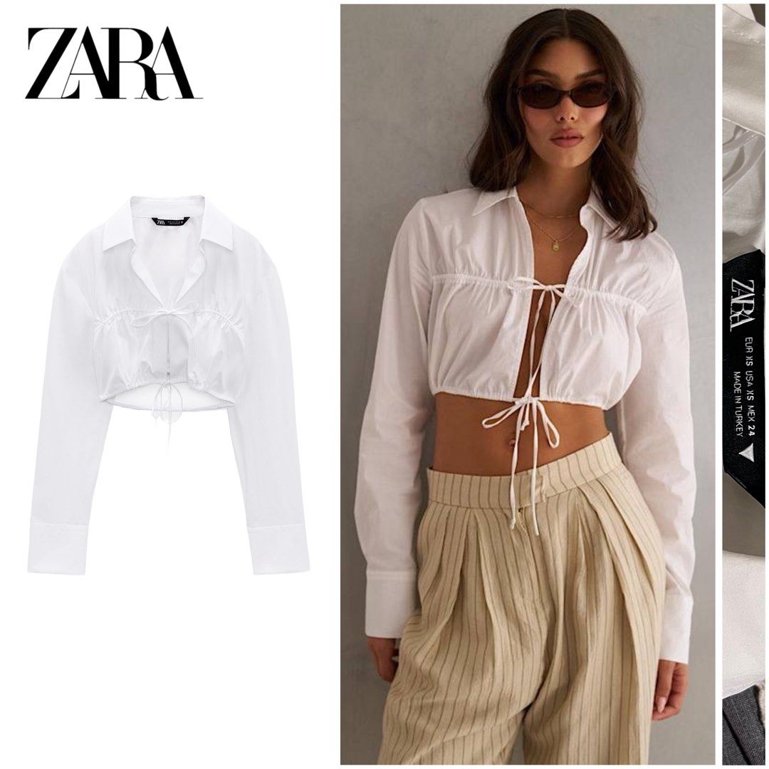 ZARA White Tie Longsleeves Top (Category: Longsleeves) located in Pasig City. Submitted by dezleemarquez (Listing ID 1466675701, Image 1). Description: ZARA White Tie Longsleeves Top.