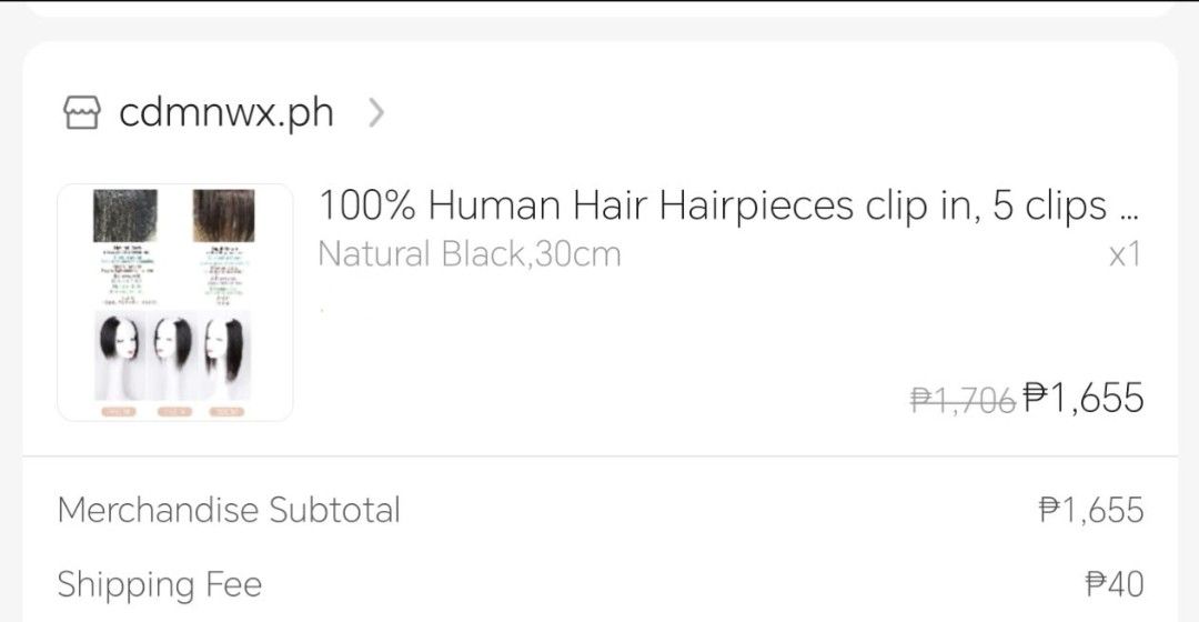 100% Human Hair Extensions 30CM BLACK 2PCS. TAKE ALL AT 2000PHP - EACH PRICED 1600PHP (Category: Hair Accessories) located in Rizal. Submitted by miaowmmy (Listing ID 1466833558, Image 3). Description: REAL HUMAN HAIR EXTENSIONS 30 CM BLACK COLOR USED ONCE PHOTO SHOOT LANG GINAMIT. GOOD AS BRAND NEW. TAKE ALL FOR 2K LAST PRICE 1600PHP EACH ANG ORIG PRICE.