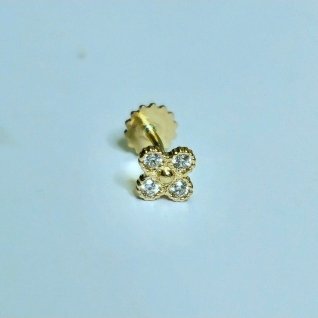 14K Solid Gold Flatback (Category: Earrings) located in Imus. Submitted by tinph (Listing ID 1466856788, Image 1). Description: Made from SOLID 14K GOLD, so it will not tarnish. Perfect for everyday. Material: Yellow Gold/ zirconia stones Bar Gauge: 20G(.8mm) bar length: 5 mm lock type: labret MOP: Bdo/BPI/ G cash shipping ( shouldered by buyer) : grab/lalamove ( arranged by buyer ) gogo express item is shipped after payment is verified No offer,
