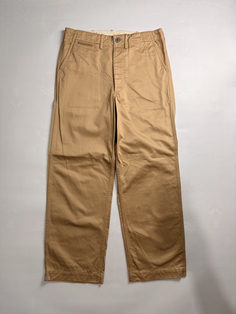 1942 Bronson US Army chino trouser (Category: Chinos) located in Manila. Submitted by store6020 (Listing ID 1466955686, Image 1). Description: 1942 Bronson US Army chino trouser This reproduction faithfully recreates the 1942 version, preserving its distinctive double welted pockets and twin-needle chain-stitch construction. Cut from 11.5 oz high density, single yarn drill fabric, it closely replicates the weight, texture, and rugged character of