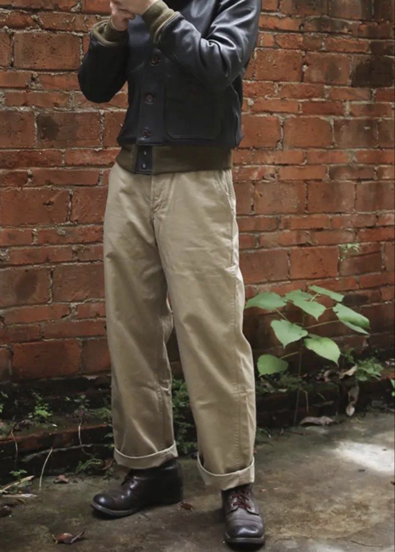 1942 Bronson US Army chino trouser (Category: Chinos) located in Manila. Submitted by store6020 (Listing ID 1466955686, Image 3). Description: 1942 Bronson US Army chino trouser This reproduction faithfully recreates the 1942 version, preserving its distinctive double welted pockets and twin-needle chain-stitch construction. Cut from 11.5 oz high density, single yarn drill fabric, it closely replicates the weight, texture, and rugged character of