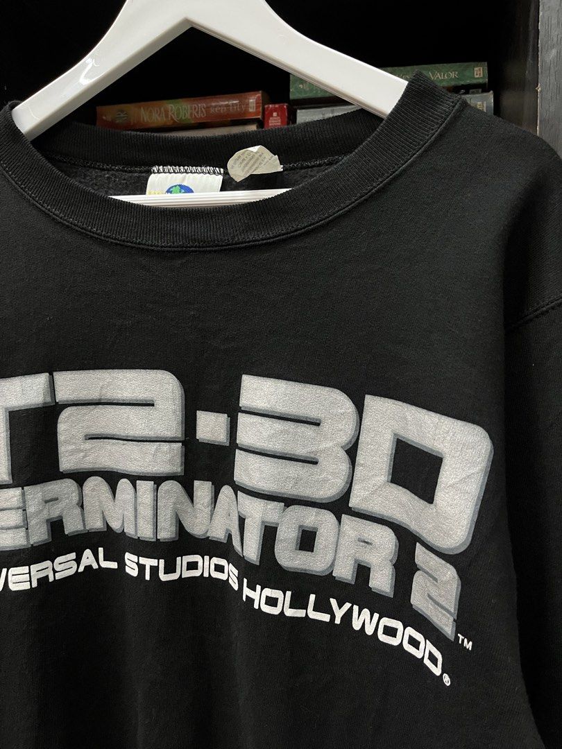 1990s Universal Studios T-2 3D “Terminator 2: Battle Across Time” Sweatshirt Black (Category: Coats, Jackets and Outerwear) located in Baguio. Submitted by feelathome (Listing ID 1466777839, Image 3). Description: 1990s Universal Studios T-2 3D “Terminator 2: Battle Across Time” Sweatshirt Black Tag size: Small Width: 20 Length: 25 In excellent condition 1,975php Free nationwide shipping. Read the description and check all photos carefully before