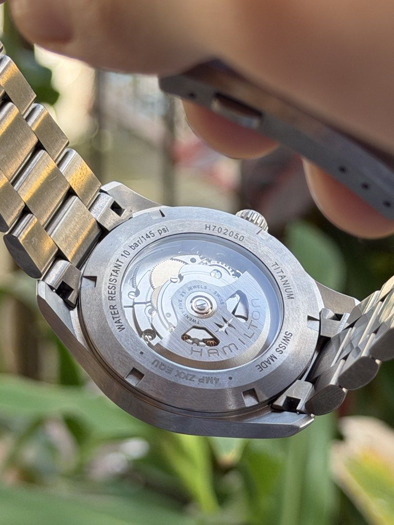 2026 Hamilton Khaki Field Titanium Automatic Blue Dial (Category: Men's Watches) located in Manila. Submitted by g.michael (Listing ID 1466802486, Image 3). Description: 2026 Hamilton Khaki Field Automatic Ref: H70205140 38mm Titanium case and bracelet Hamilton H-10 automatic movement 80 hours of power reserve Complete inclusions ❗️ Price: 38k .