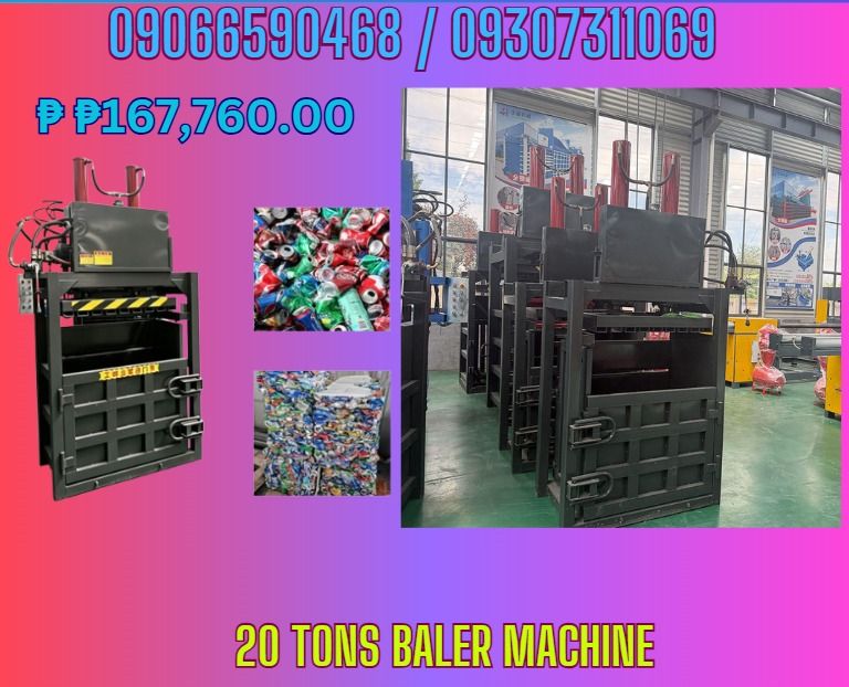 20tons baler machine for garbage press compactor (Category: Looking For) located in Makati City. Submitted by floressara96028 (Listing ID 1466796639, Image 1). Description: 20T BALER MACHINE DOUBLE CYLINDER ELECTRIC MACHINE 7.5KW OIL CYLINDER 110*2 OIL PUMP 325 OVERALL DIMENSION 1400*650*2650 PACKING SIZE 800*400*800 PRICE 167,760Php ✅ Quality products ✅ Big discount for bulk orders ✅ 100% LEGIT TRUSTED SUPPLIER! ✅ With Complete Legal Documents ✅