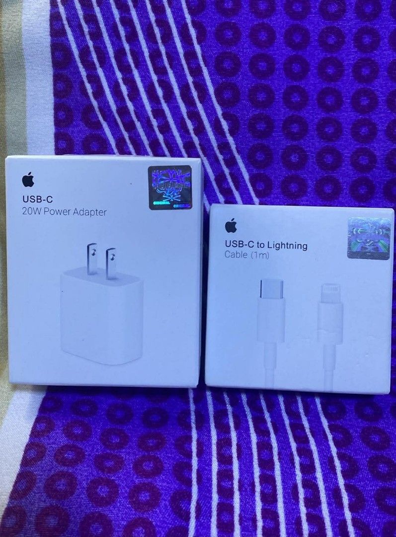 20W ADAPTER and USB-C to lightning cable (Category: Chargers & Cables) located in Manila. Submitted by milasgadgetph (Listing ID 1466784088, Image 1). Description: .