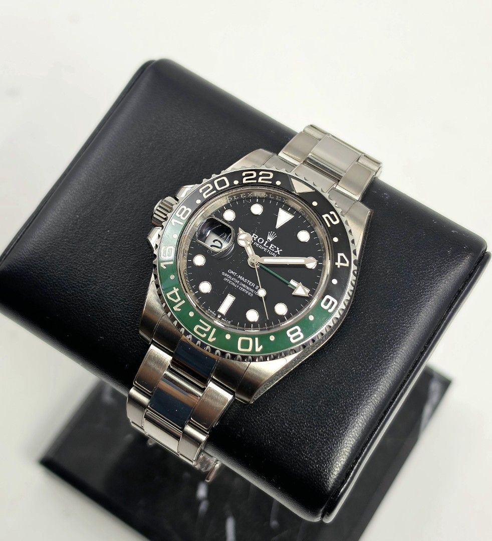 '24 Rolex GMT Master II Sprite Complete Set Full PPF Since New (Category: Luxury Watches) located in Makati City. Submitted by jracastelar (Listing ID 1466805608, Image 1). Description: Rolex GMT Master II 126720VTNR Sprite 2024 November (Still Under Rolex Warranty 2029) 9.5/10 (Like New Full PPF Worth 15k) Complete Set 968,500.