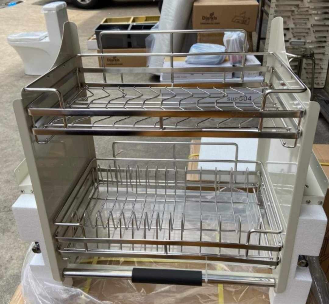 60 cm SUS304 Stainless Steel Pull Out Dish Rack (Category: Bathroom & Kitchen Fixtures) located in Manila. Submitted by jamfrimzy089458 (Listing ID 1466832902, Image 1). Description: - Material: Premium SUS304 stainless steel for rust resistance - Size: 60 cm 2-tier design with convenient pull-out mechanism - Space Saver: Designed to fit inside upper kitchen cabinets to keep counters clear - Features: Built-in drip trays and sturdy wire construct