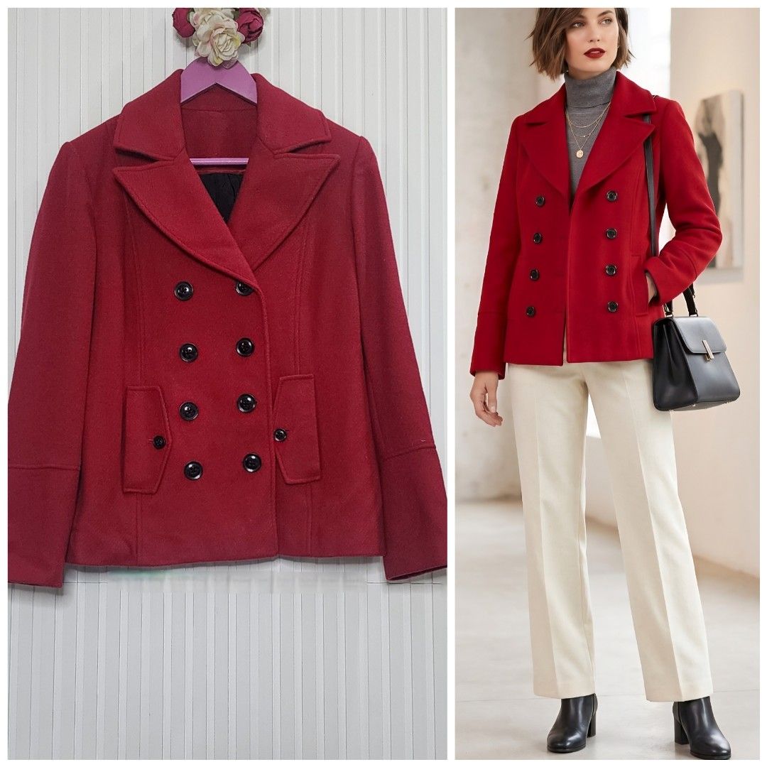 🍁 Red double breasted wool coat 🍁 Medium 🍁 B: 38in 🍁 Lined 🍁 700php 🍁 (Category: Coats, Jackets and Outerwear) located in Paranaque City. Submitted by zunao_wearables (Listing ID 1466867895, Image 1). Description: 🍁 Red double breasted wool coat 🍁 Medium 🍁 B: 38in 🍁 Lined 🍁 700php 🍁.