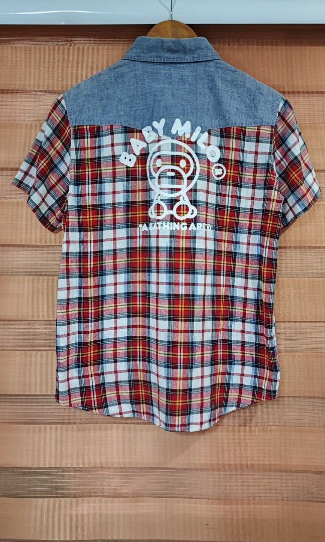 A Bathing Ape Baby Milo Gingham Polo Button-Up (Category: Others Tops) located in Cabuyao City. Submitted by dthrifts (Listing ID 1466863656, Image 1). Description: 20 W 25.5 L Authentic Brand New Condition.