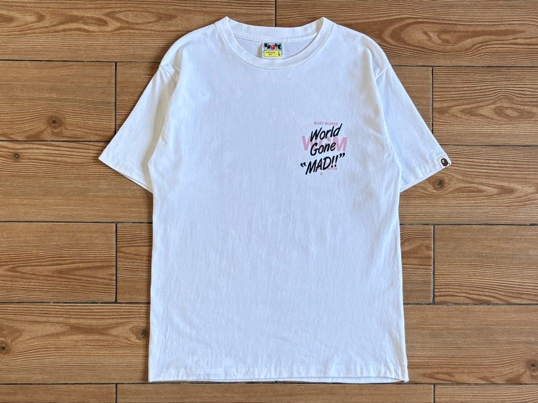 A BATHING APE WGM BIG HEAD LOGO TSHIRT (Category: Tshirts & Polo Shirts ) located in Baras. Submitted by jnc__apparel (Listing ID 1466921217, Image 2). Description: 🏷️ A BATHING APE WGM BIG HEAD LOGO TSHIRT 📌 Dimes: 25.5L x 19.5W 📌 Size: S-M for men ~ Large for womens 📌 Condition: Like new 📌 Color rate: 10/10 📌 Issue: Yellow stain ✅ Washed and ready to wear.