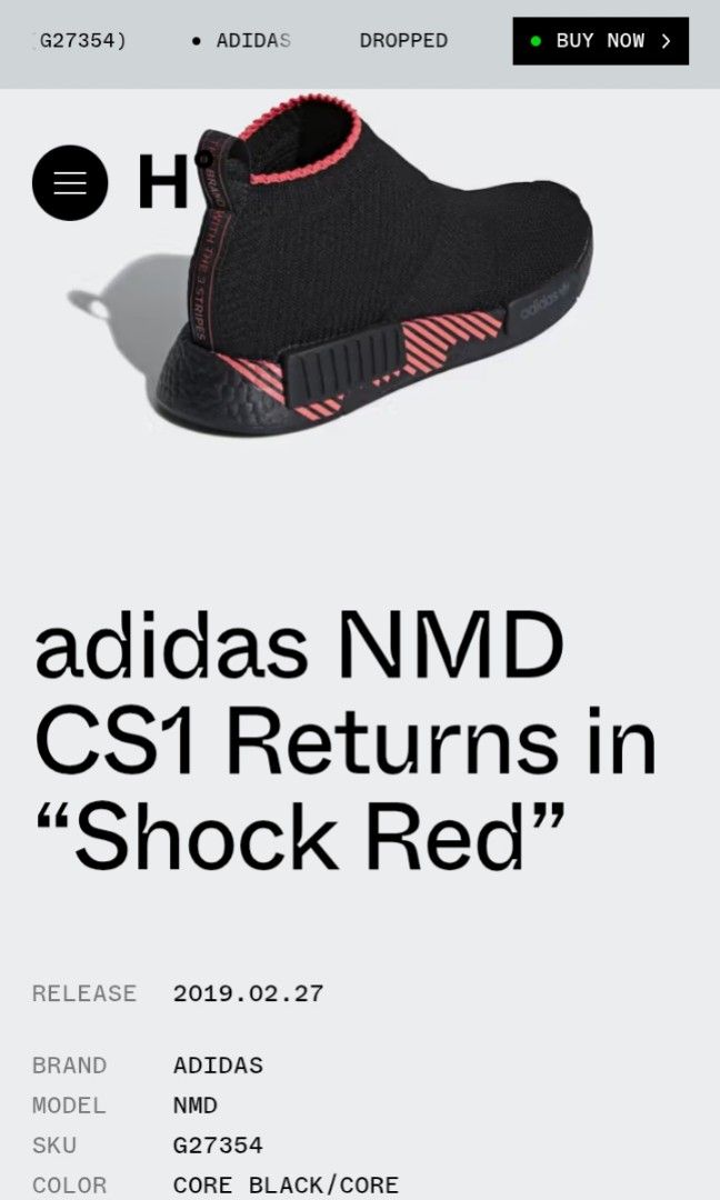adidas NMD CS1 "Shock Red" (Category: Casual Shoes) located in Binangonan. Submitted by wallsnwaves (Listing ID 1466954324, Image 2). Description: Style Code: G27354 SIZE: 7.0 MENS.