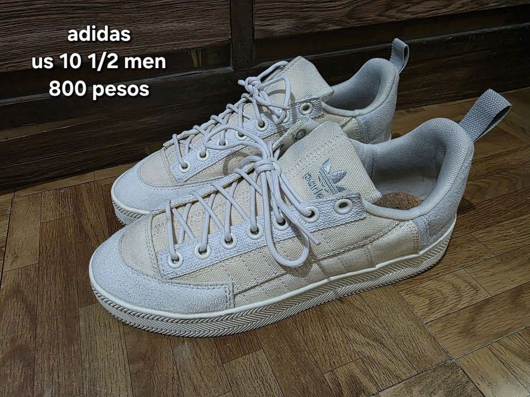 Adidas Parley Men's Size US 10.5 (Category: Sneakers) located in Manila. Submitted by chaarliee (Listing ID 1466898004, Image 1). Description: - Brand/Model: Adidas Parley Sneakers - Color: Off-white - Size: Men's US 10 1/2 - Condition: Clean uppers, minor dust on bottom soles from handling - Comfort & Build: Super comfortable casual fit with supportive cork insoles and textured rubber outsole for strong grip - Origin & Details: Made in Vietnam, 