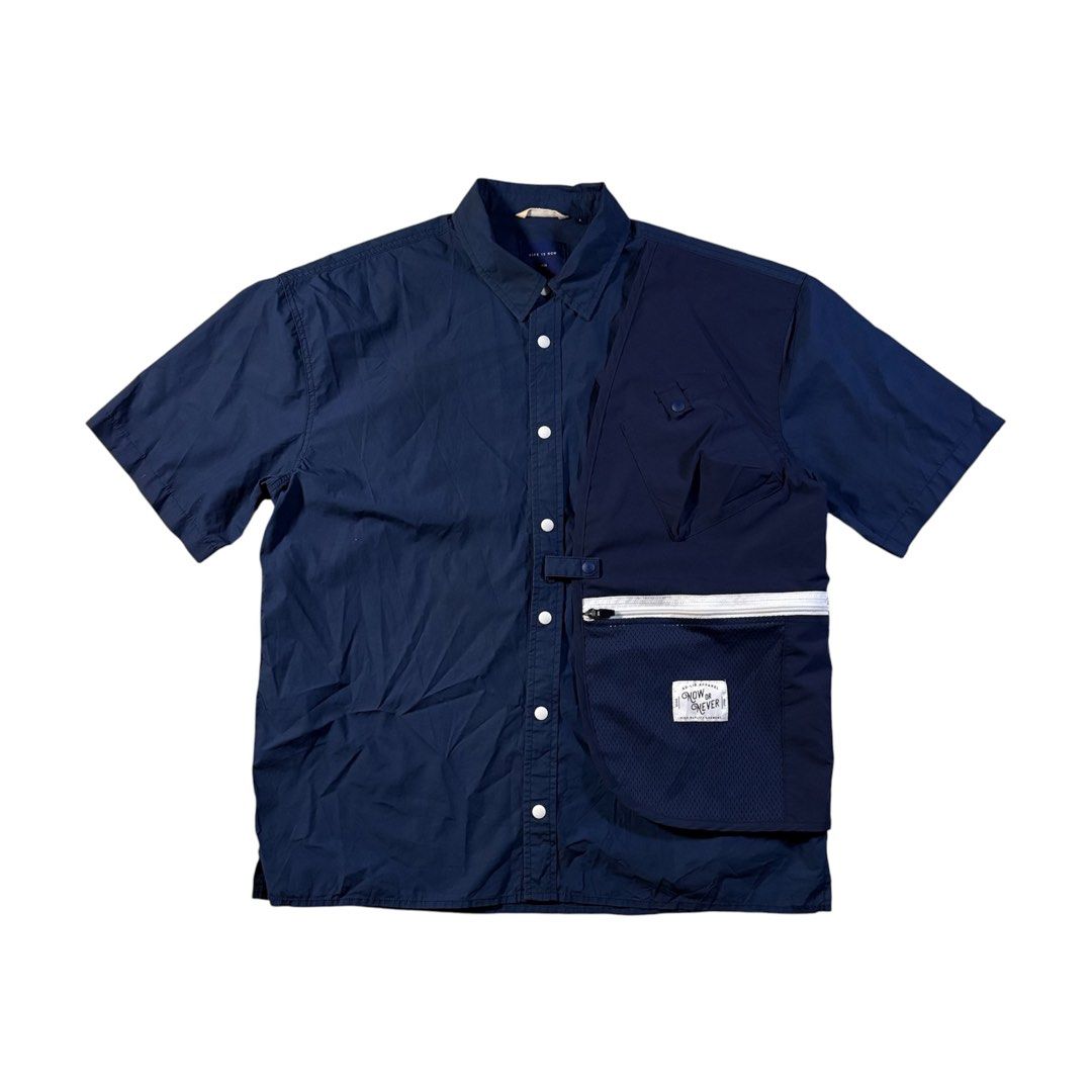 AD-LIB HK Multipocket Button-down Polo in Blue (Category: Formal Shirts) located in Manila. Submitted by yama_archive (Listing ID 1466907181, Image 1). Description: AD-LIB HK Multipocket Button-down Polo in Blue Dimes (inches starting from 0) — - Size on tag: L - Width: 23.5 - Length: 28.5 - Shoulders: 22 - Sleeves: 10 - Fabric: Nylon ₱1500 Issues: ❌ Condition: 10/10 Color Rate: 10/10.