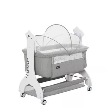 Akeeva Luxury Wood Sidebed Crib Light Grey (Category: Cots & Cribs) located in Manila. Submitted by faithmillares (Listing ID 1466964053, Image 1). Description: - Brand: AkeevaPH (Original Price: ₱8,000) - Item: Luxury Wood Sidebed Crib - Color: Modern Light Grey - Features: Premium sidebed design to keep your baby close and safe at night - Material: Sturdy, high-quality wood construction - Condition: Excellent nursery furniture piece.