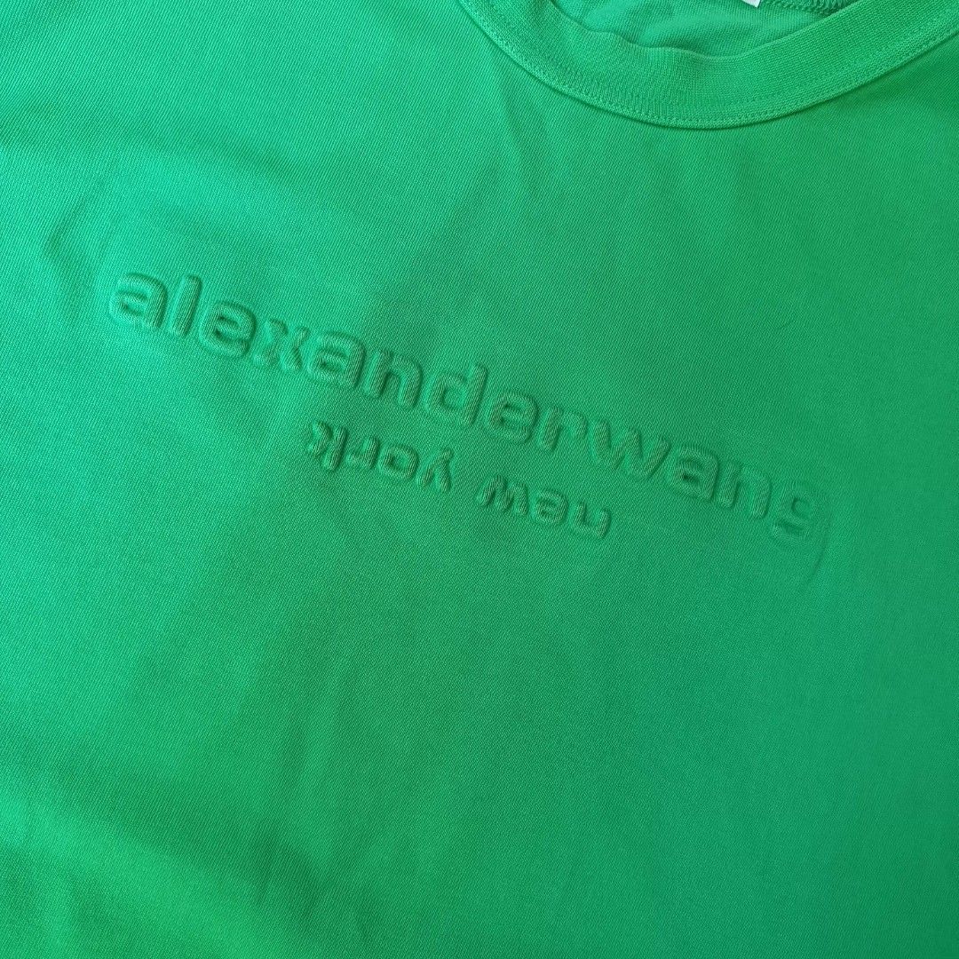 alexander wang Green T-shirt (Category: Tshirts & Polo Shirts ) located in Caloocan City. Submitted by jamesmiguelgggg (Listing ID 1466810445, Image 3). Description: Alexander Wang Embossed Shirt Size Small on tag Dimensions: Width: 19.5 inches Length: 27 inches Issue/s: none Condition: Excellent Mine: ₱530 + shipping fee GCash Payment only (PAYMENT FIRST) Courier: J&T or Lalamove Color may vary due to lighting..