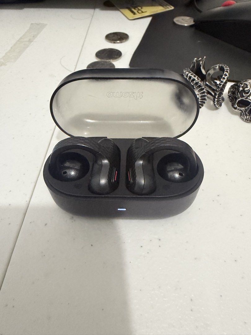Amazfit Up Open-Ear Earbuds (Category: Earphones) located in Marikina City. Submitted by pong15 (Listing ID 1466891590, Image 1). Description: - Model: Amazfit Up Open-Ear Wireless Earbuds - Color: Black - Includes charging case - Key feature: Open-ear design lets you stay aware of your surroundings - Connectivity: Supports multipoint pairing - Condition note: Left earbud works and shows 100% battery, but right earbud is currently not connecting 