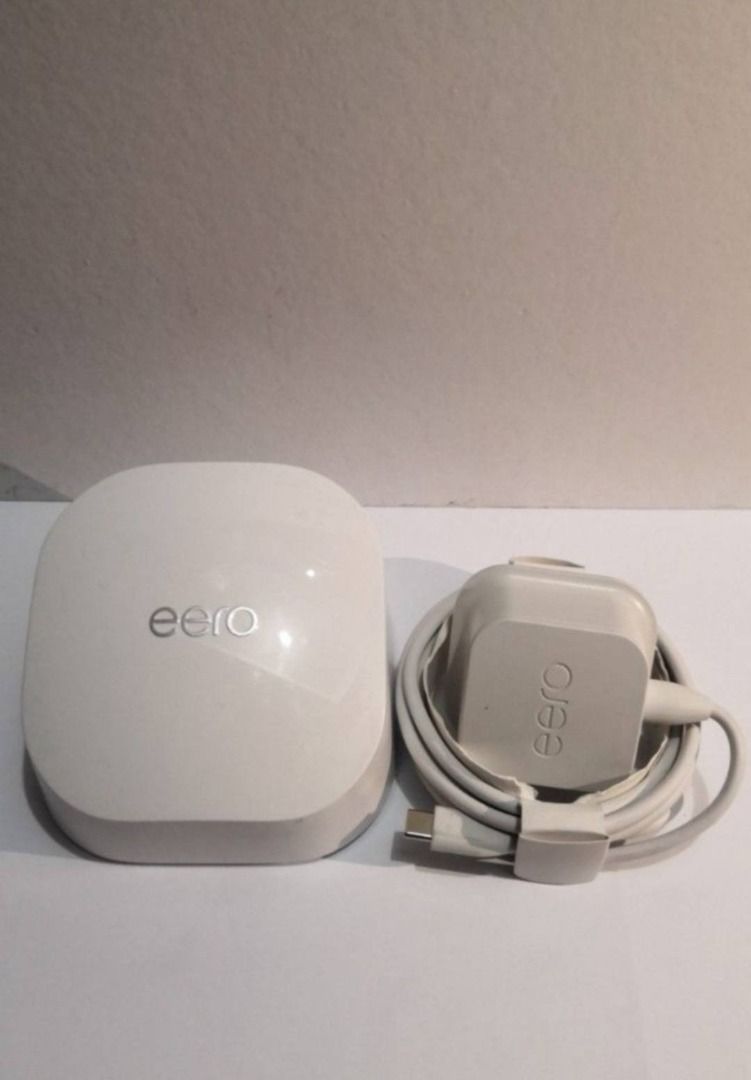 Amazon eero 6 Wi-Fi Mesh Router Model N010001 with Adapter & Cable (Category: Networking) located in Pasig City. Submitted by realistic28 (Listing ID 1466829457, Image 1). Description: Amazon eero Wi-Fi Mesh Router Model N010001 with Adapter & Cable Description: 📶 Amazon eero Wi-Fi Mesh Router For sale: Amazon eero Wi-Fi Mesh Router, Model No. N010001, with power adapter and cable. ✅ Original eero device ✅ Compact at minimalist na design ✅ Para 
