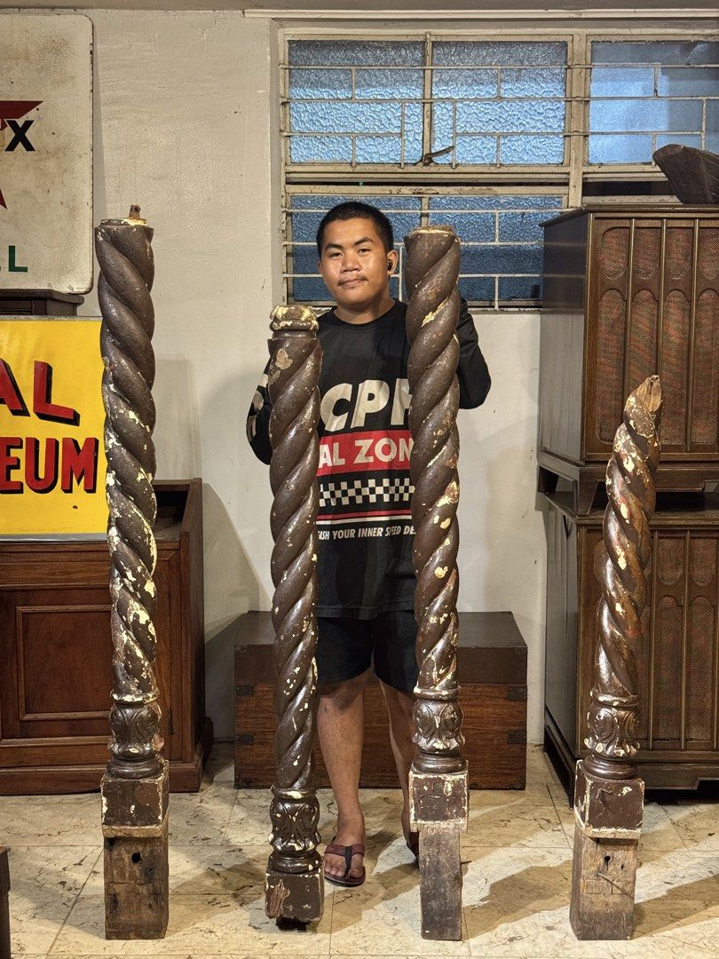 Antique Narra Poste Pilipit Spiral (Category: Vintage Collectibles) located in Manila. Submitted by sinaunang_gamit (Listing ID 1466808862, Image 1). Description: Antique Narra Poste Pilipit Spiral Take 4 pcs for 8k only .