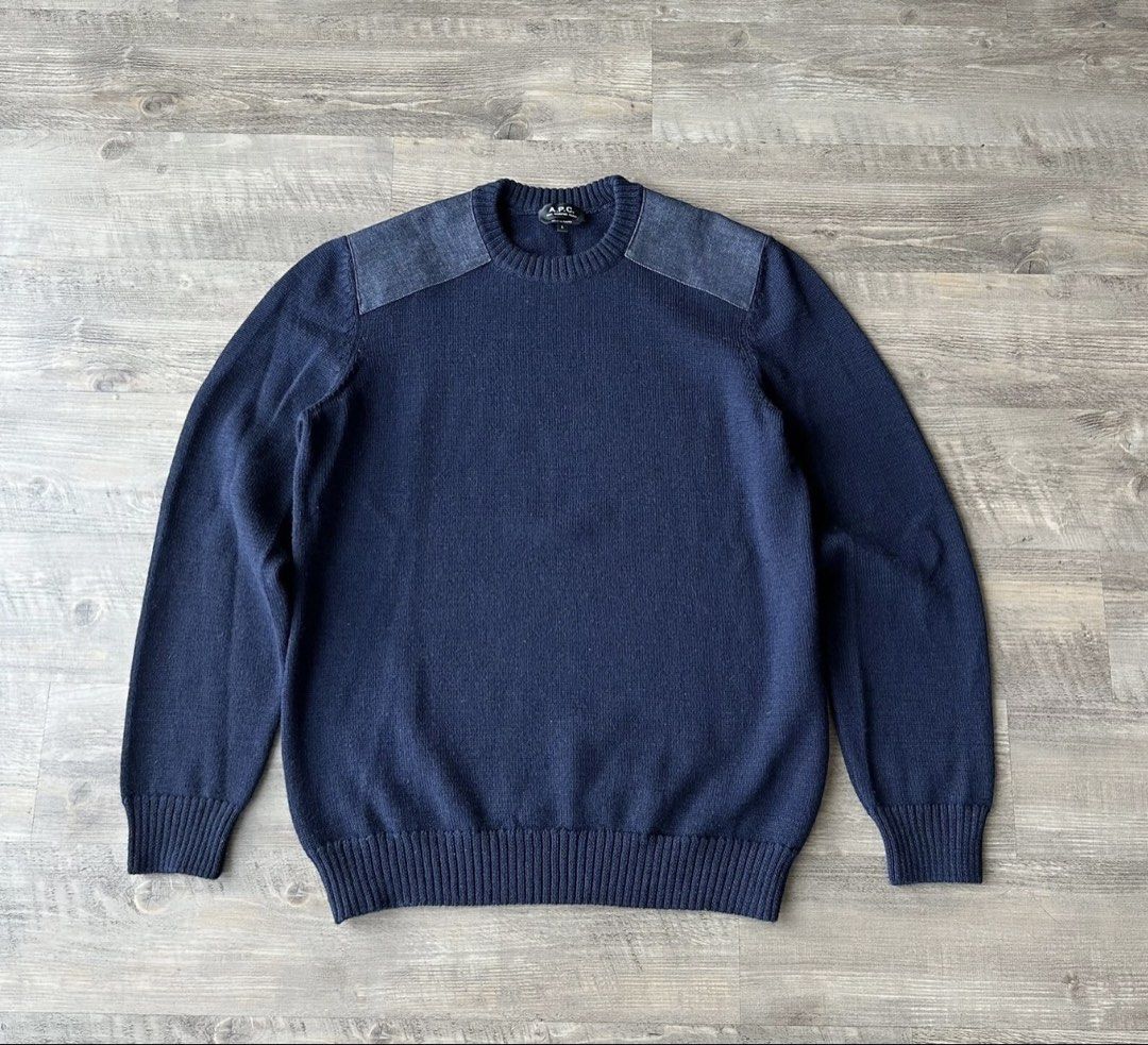 A.P.C. Karlheinz Shoulder Patchwork Wool Crew Neck Sweater SIZE L (Category: Activewear) located in Manila. Submitted by mankindarchivesv2 (Listing ID 1466866255, Image 1). Description: A.P.C. Karlheinz Shoulder Patchwork Wool Crew Neck Sweater Size: Large Measurements : Chest 21.26 in 54 cm Length 27.17 in 69 cm Shoulders 17.32 in 44 cm Sleeve Length 26.18 in 66.5 cm Authentic Price: 1000 php Mode of payment G cash Lalamove jnt courier Pm me if 