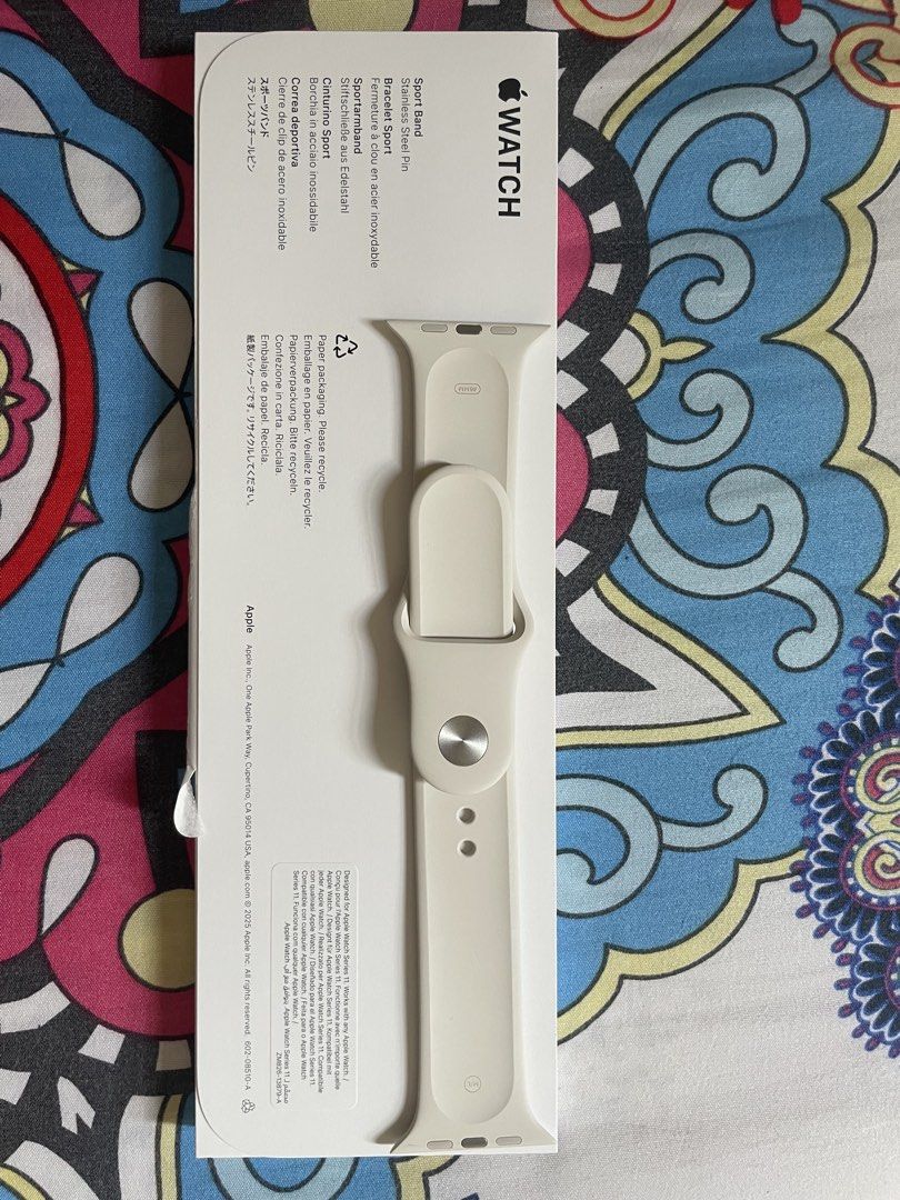 Apple Watch Band Starlight (Category: Wearables & Smart Watches) located in Manila. Submitted by fional123 (Listing ID 1466828460, Image 3). Description: RFS: Does not fit me (gift from the US) - Product: Apple Watch Sport Band - Color: Starlight - Size: 46mm (M/L) - Condition: Like new in box - Material: High-grade fluoroelastomer silicone with secure stainless steel pin closure .