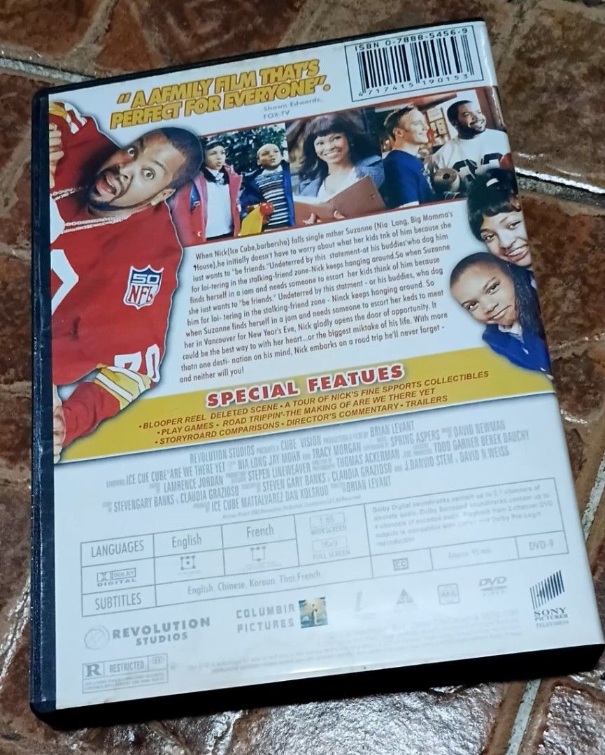 Are We There Yet? DVD Starring Ice Cube (Category: CDs & DVDs) located in Quezon City. Submitted by dancatz (Listing ID 1466854799, Image 3). Description: □ P 100.00 - Movie: Hilarious family comedy starring Ice Cube - Condition: Includes original case with cover art and back details - Bonus Content: Bloopers, deleted scenes, making-of featurettes, and director's commentary - Audio & Subtitles: English and French audio with multiple subtitle opti